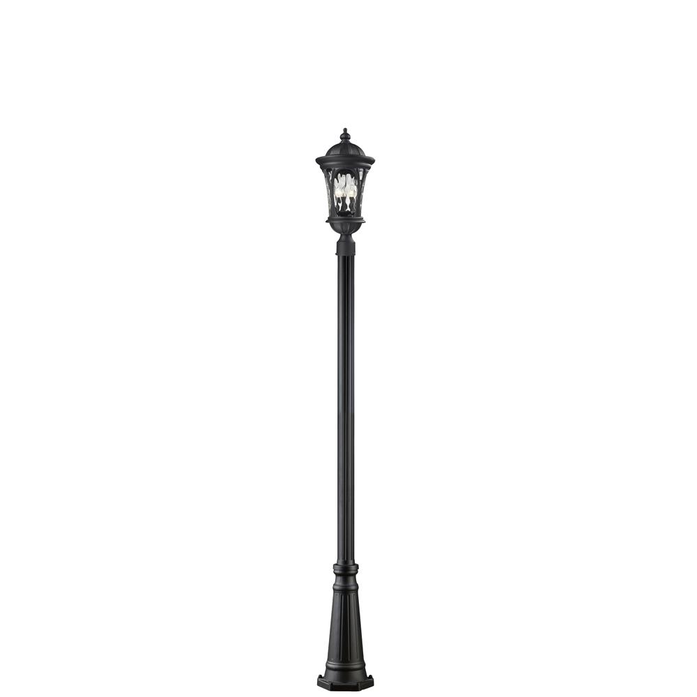 Z-Lite 543PHB-519P-BK Outdoor Post Light in Black with a Water glass Shade